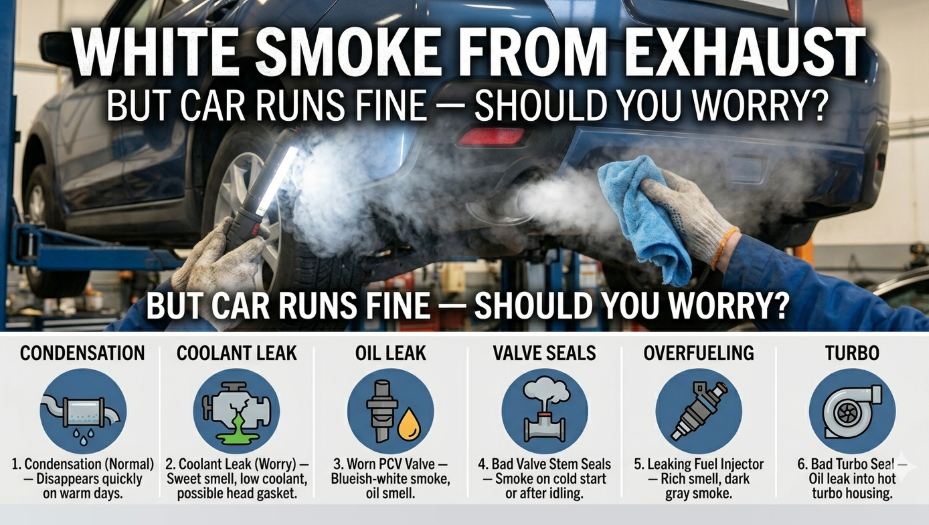 White Smoke From Exhaust But Car Runs Fine — Should You Worry?